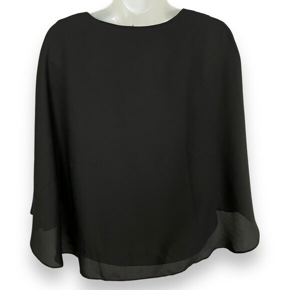 Jealous Tomato Top Capelet Style Blouse Black Women Size Small Flowy V-Neck‎ - Picture 2 of 10